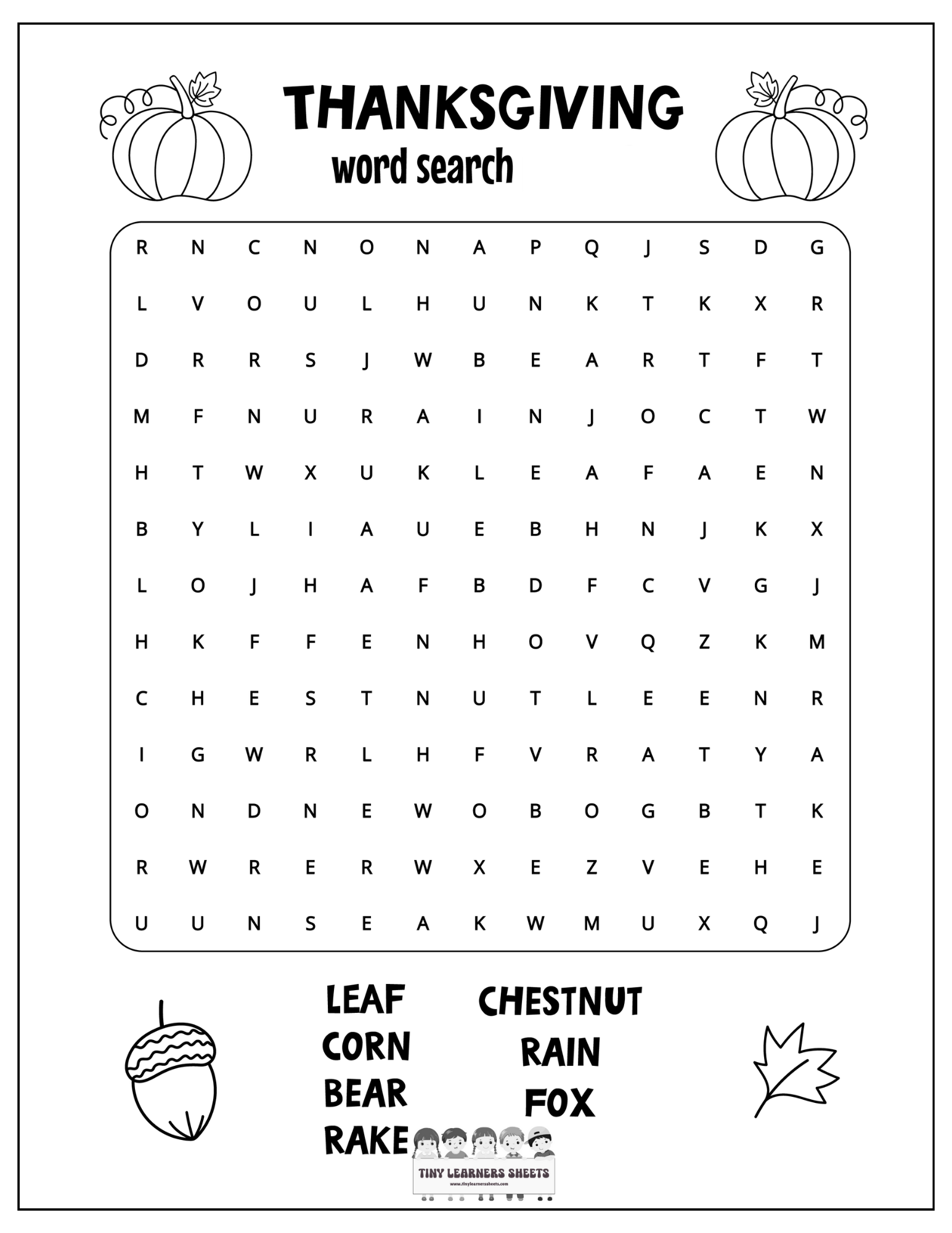 Thanksgiving Word Search